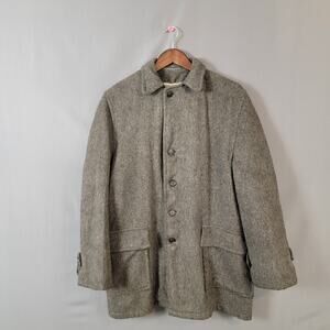 Saratoga Sportswear Boston Gray Wool Field Coat Sherpa Lined USA Overcoat